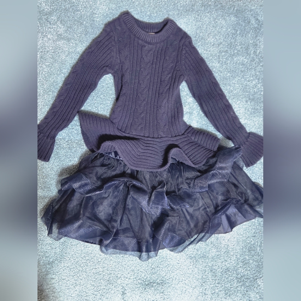 Bonnie Jean Girls' Sweater Dress - navy, 7 (Little Girls)